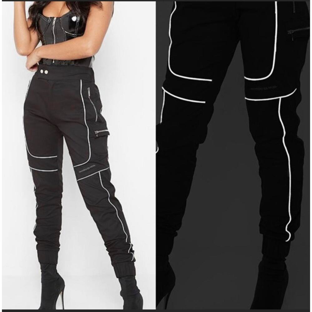 Maniere De Voir Cargo Pants Black Grunge Cotton Size 10 Waist 26